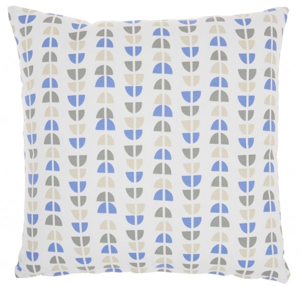 Blue and Ivory Birds and Buds Throw Pillow