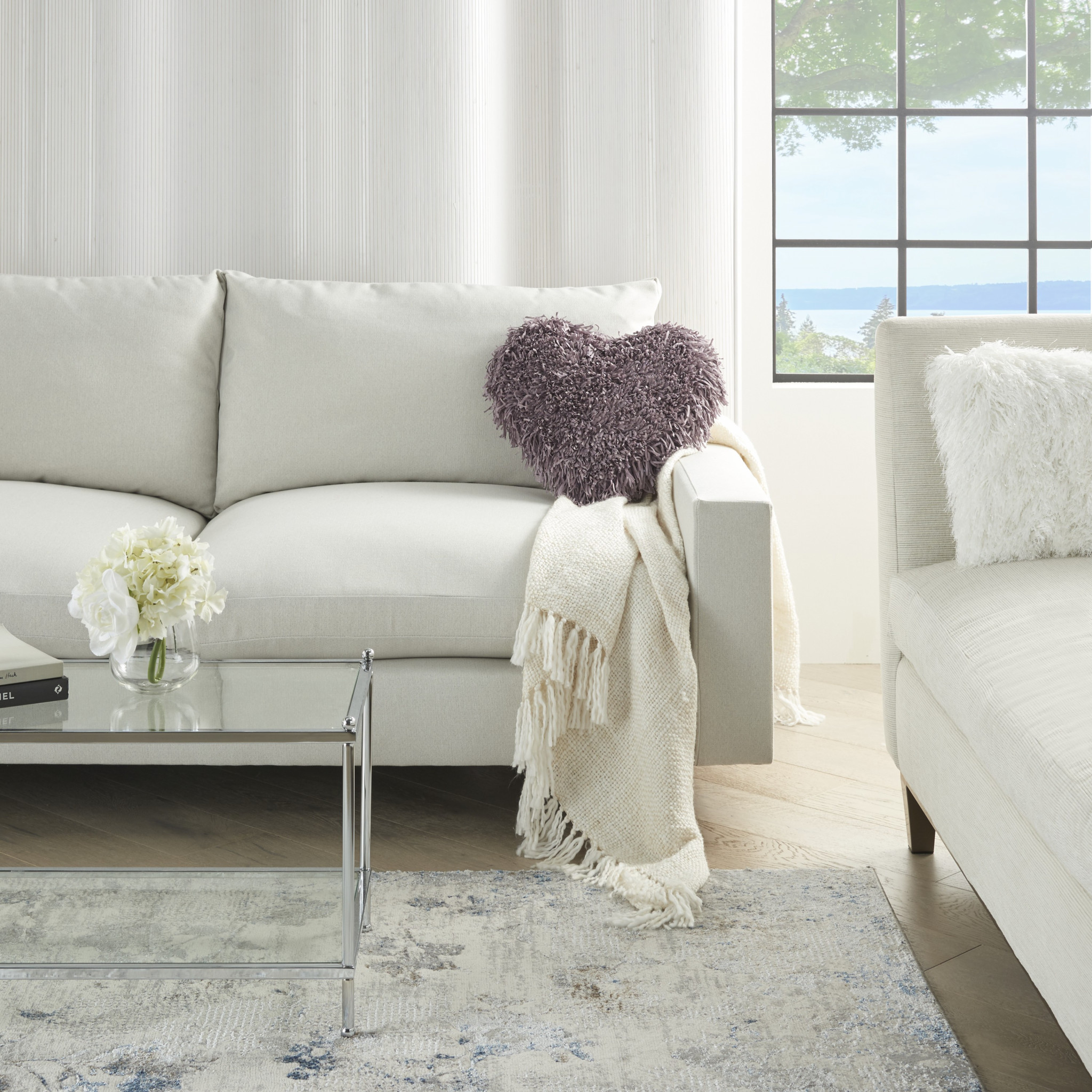 Heart Shaped Lavendar Shag Accent Pillow - Image 3