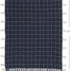 Navy and White Stitched Square Pattern Cotton Throw Blanket - Image 5