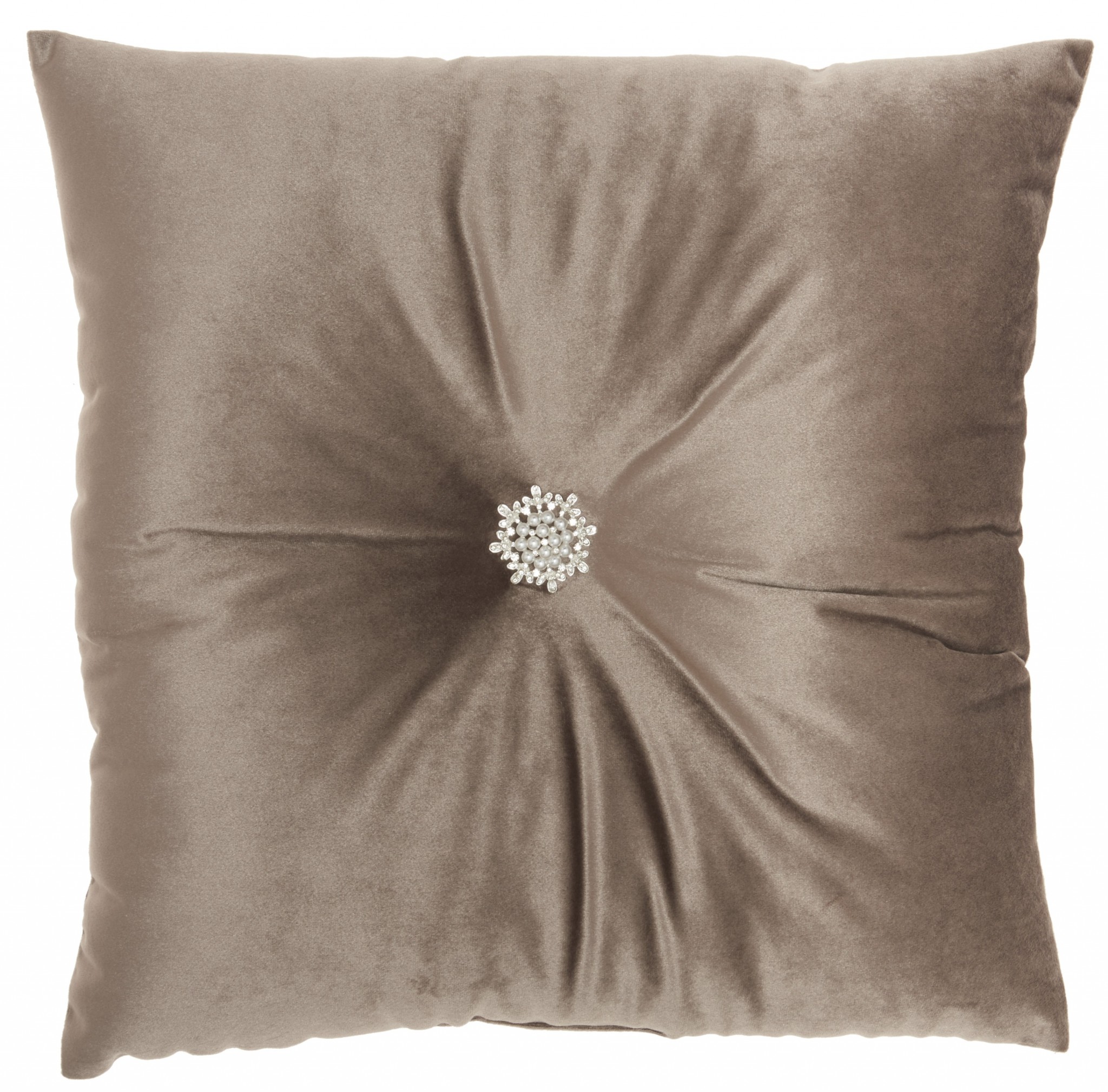 Light Brown Center Beaded Tuft Throw Pillow - Image 5