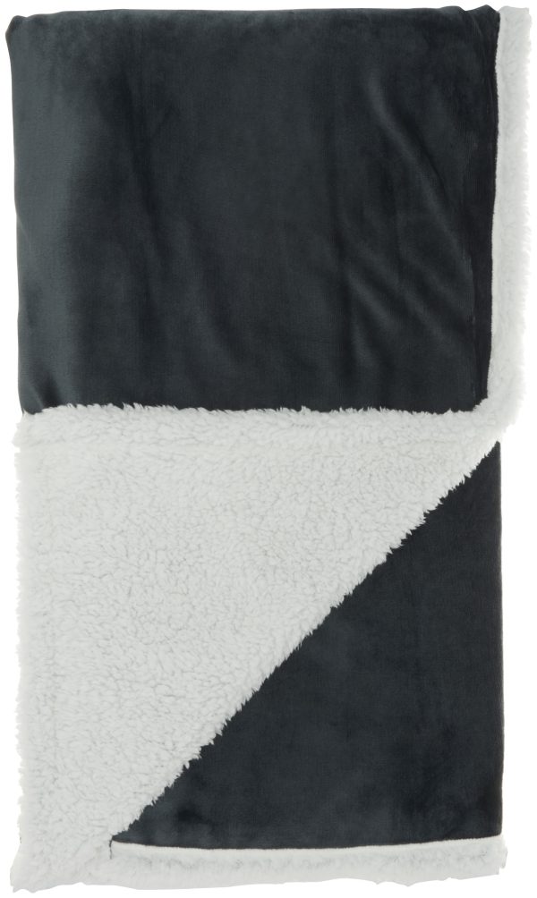 Boho Dark Gray Fleece and Sherpa Accent Throw - Image 3