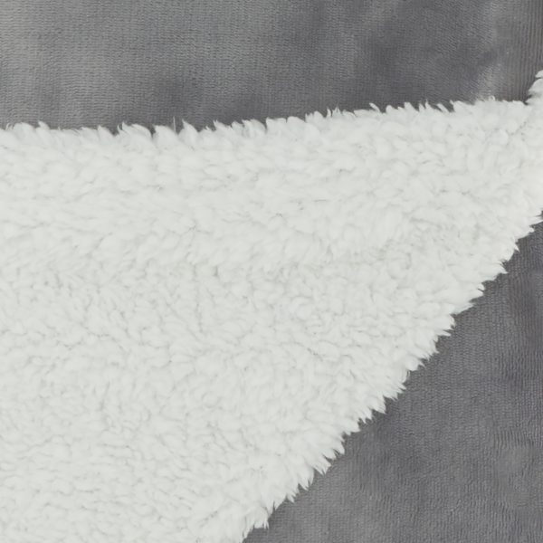 Boho Light Gray Fleece and Sherpa Accent Throw - Image 2