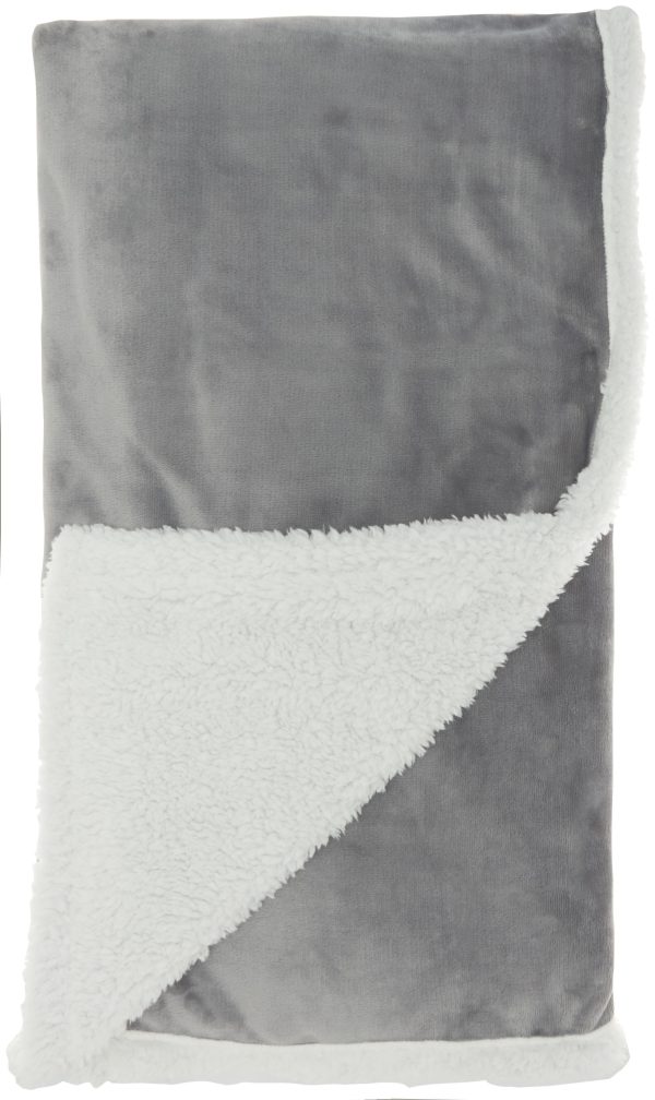 Boho Light Gray Fleece and Sherpa Accent Throw - Image 3