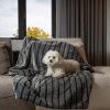 Premier Luxury Gray Stripe Faux Fur Throw Blanket - Image 2
