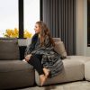 Premier Luxury Gray Stripe Faux Fur Throw Blanket - Image 3