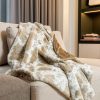 Premier Luxury Spotted White and Brown Faux Fur Throw Blanket - Image 2