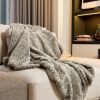 Premier Luxury Spotted Taupe and Brown Faux Fur Throw Blanket - Image 2