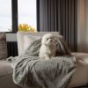 Premier Luxury Spotted Taupe and Brown Faux Fur Throw Blanket - Image 3