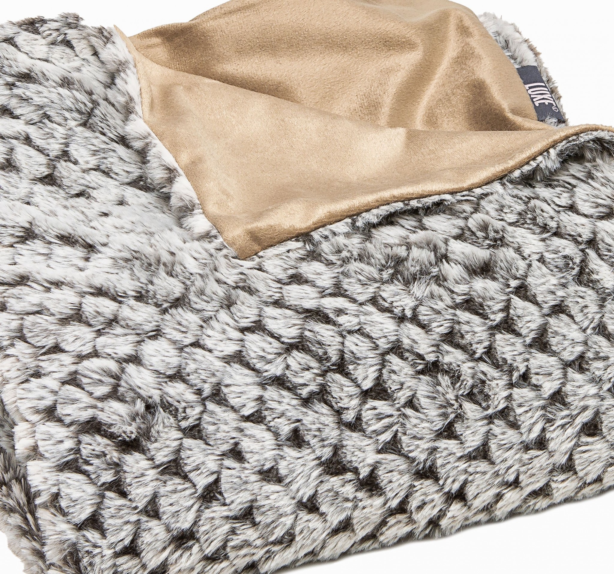 Premier Luxury Cocoa and White Faux Fur Throw Blanket
