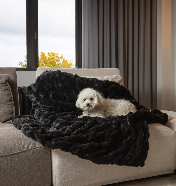 Premier Luxury Onyx Stripe Faux Fur Throw Blanket - Image 4