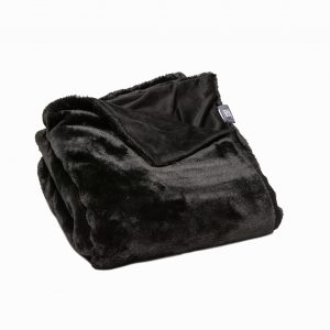 Premier Luxury Black Super Soft Faux Fur Throw Blanket