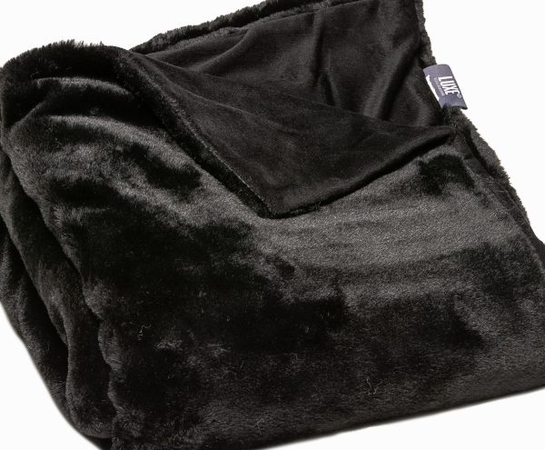 Premier Luxury Black Super Soft Faux Fur Throw Blanket - Image 2