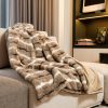 Premier Luxury Light Brown and White Faux Fur Throw Blanket - Image 2