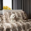 Premier Luxury Light Brown and White Faux Fur Throw Blanket - Image 3