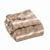 Premier Luxury Light Brown and White Faux Fur Throw Blanket - Image 4