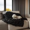 Chunky Sectioned Black Faux Fur Throw Blanket - Image 3