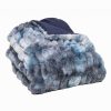 Chunky Sectioned Shades of Blue Faux Fur Throw Blanket