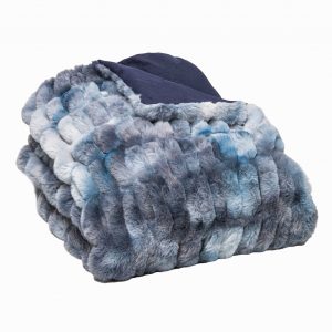 Chunky Sectioned Shades of Blue Faux Fur Throw Blanket