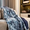 Chunky Sectioned Shades of Blue Faux Fur Throw Blanket - Image 2