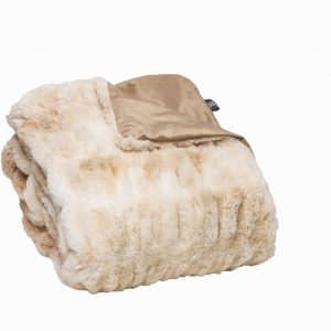 Chunky Sectioned Shades of Beige Faux Fur Throw Blanket