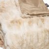 Chunky Sectioned Shades of Beige Faux Fur Throw Blanket - Image 2