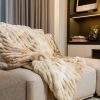 Chunky Sectioned Shades of Beige Faux Fur Throw Blanket - Image 4