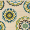 7' x 10' Ivory Indigo and Lime Medallion Disc Indoor Outdoor Area Rug - Image 4