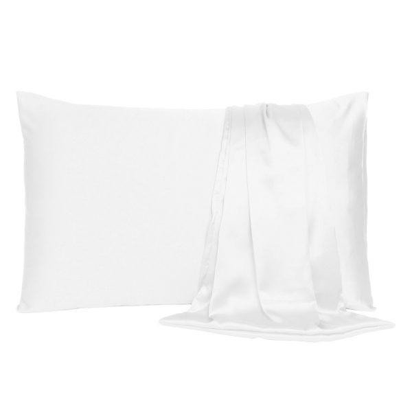 White Dreamy Set of 2 Silky Satin King Pillowcases - Image 2