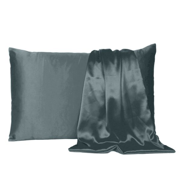 Gray Dreamy Set of 2 Silky Satin King Pillowcases - Image 2