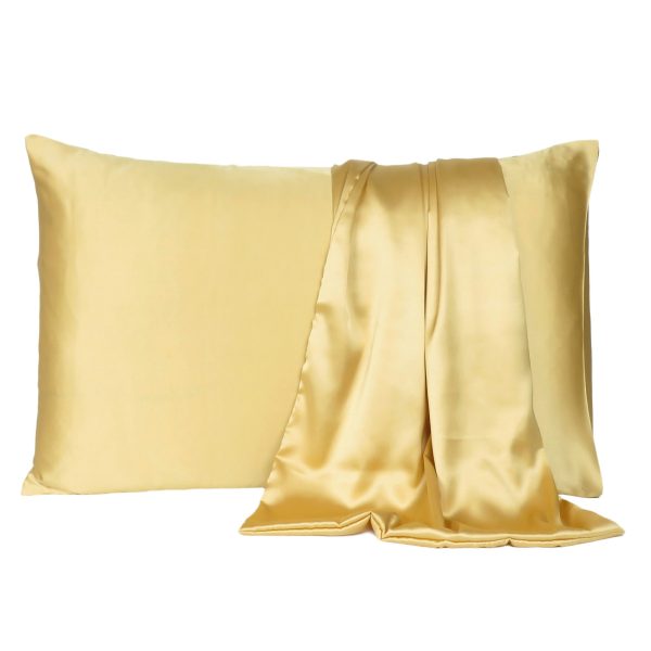Gold Dreamy Set of 2 Silky Satin King Pillowcases - Image 2