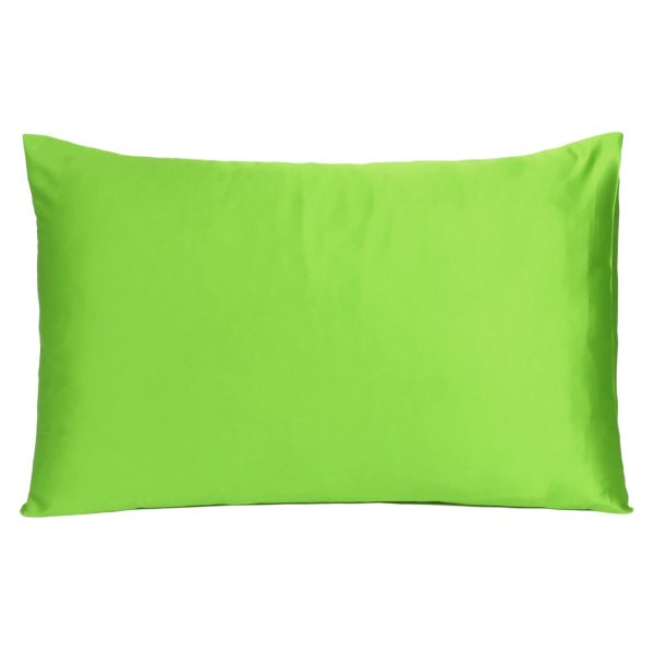 Bright Green Dreamy Set of 2 Silky Satin King Pillowcases - Image 3