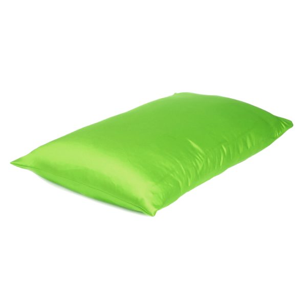 Bright Green Dreamy Set of 2 Silky Satin King Pillowcases - Image 4