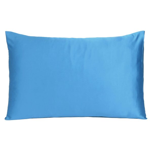 Bright Blue Dreamy Set of 2 Silky Satin King Pillowcases - Image 3