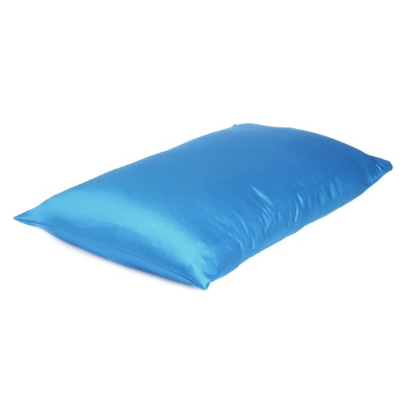 Bright Blue Dreamy Set of 2 Silky Satin King Pillowcases - Image 4