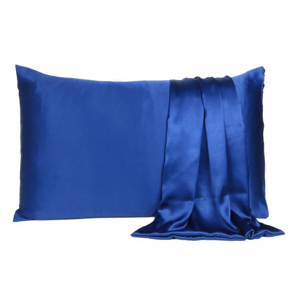Navy Blue Dreamy Set of 2 Silky Satin King Pillowcases - Image 2