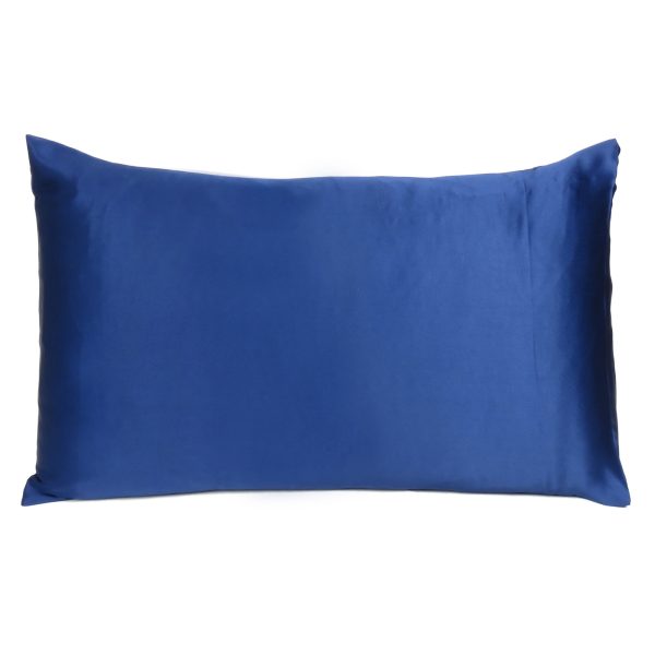 Navy Blue Dreamy Set of 2 Silky Satin King Pillowcases - Image 3