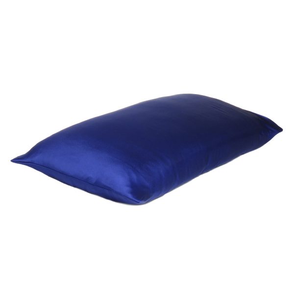 Navy Blue Dreamy Set of 2 Silky Satin King Pillowcases - Image 4