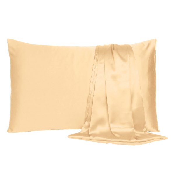 Pale Peach Dreamy Set of 2 Silky Satin King Pillowcases - Image 2