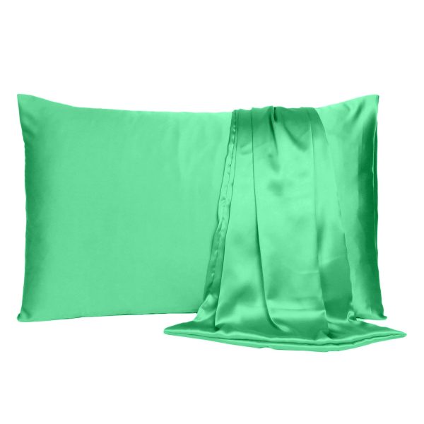Green Dreamy Set of 2 Silky Satin King Pillowcases - Image 2