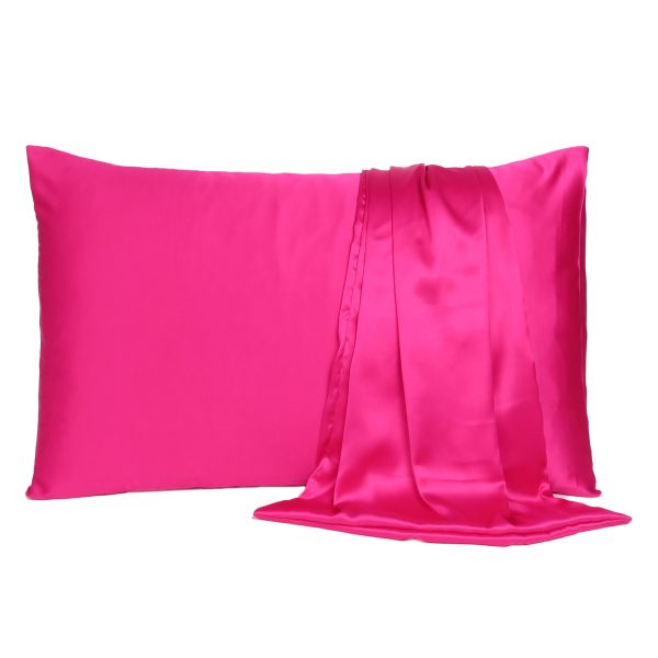 Fuchsia Dreamy Set of 2 Silky Satin King Pillowcases - Image 2