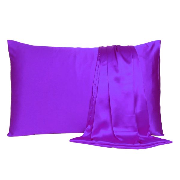 Bright Purple Dreamy Set of 2 Silky Satin King Pillowcases - Image 2