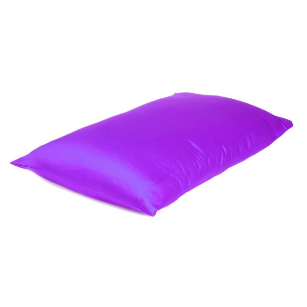 Bright Purple Dreamy Set of 2 Silky Satin King Pillowcases - Image 4