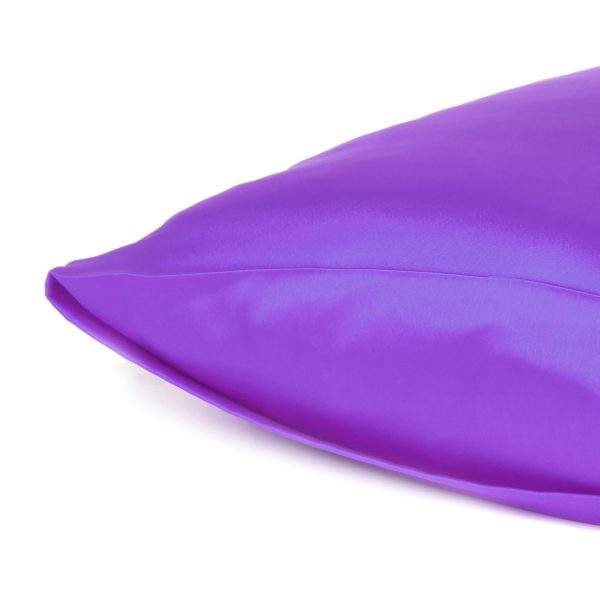 Bright Purple Dreamy Set of 2 Silky Satin King Pillowcases - Image 5