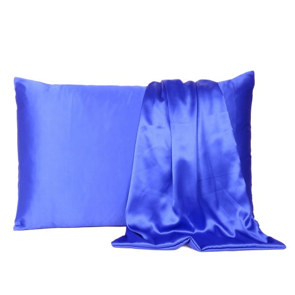 Royal Blue Dreamy Set of 2 Silky Satin King Pillowcases - Image 2