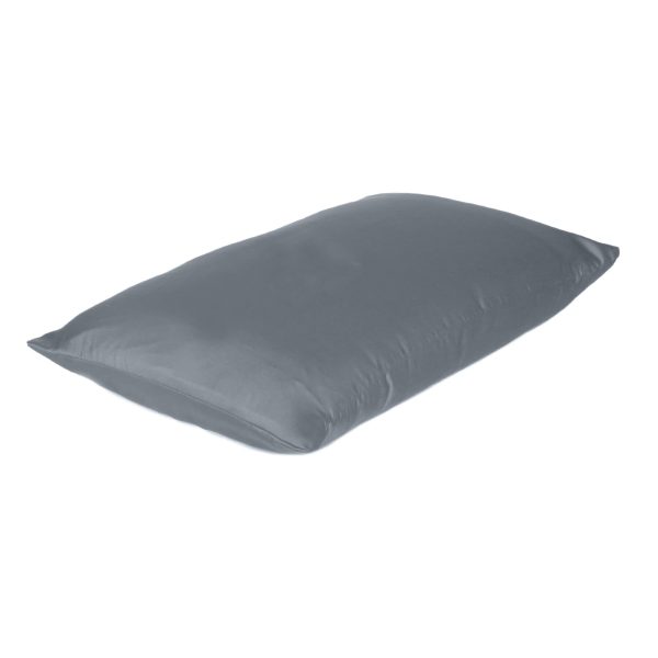Dark Gray Dreamy Set of 2 Silky Satin King Pillowcases - Image 4