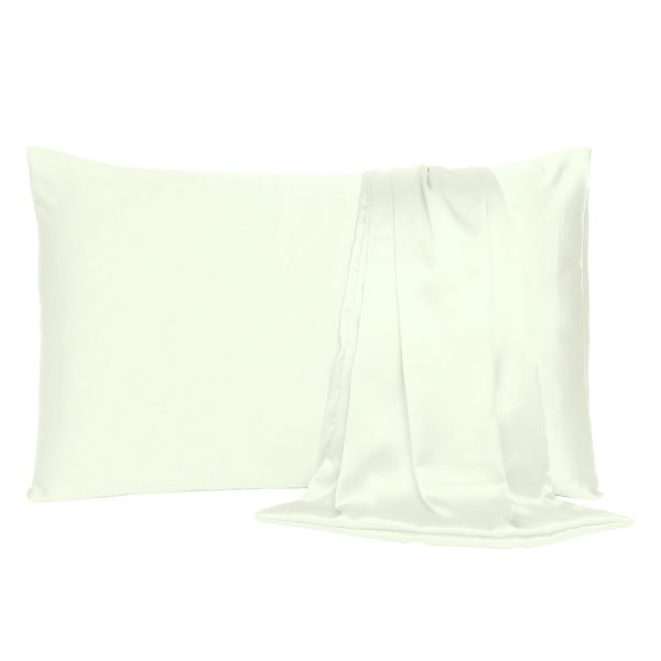 Ivory Dreamy Set of 2 Silky Satin King Pillowcases - Image 2