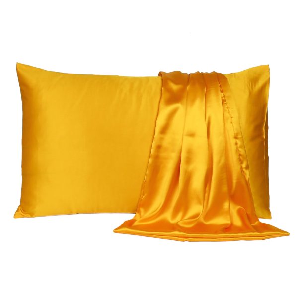Goldenrod Dreamy Set of 2 Silky Satin King Pillowcases - Image 2