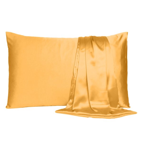 Apricot Dreamy Set of 2 Silky Satin Standard Pillowcases - Image 2