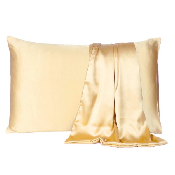 Pale Yellow Dreamy Set of 2 Silky Satin Standard Pillowcases - Image 2