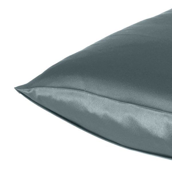Gray Dreamy Set of 2 Silky Satin Standard Pillowcases - Image 5